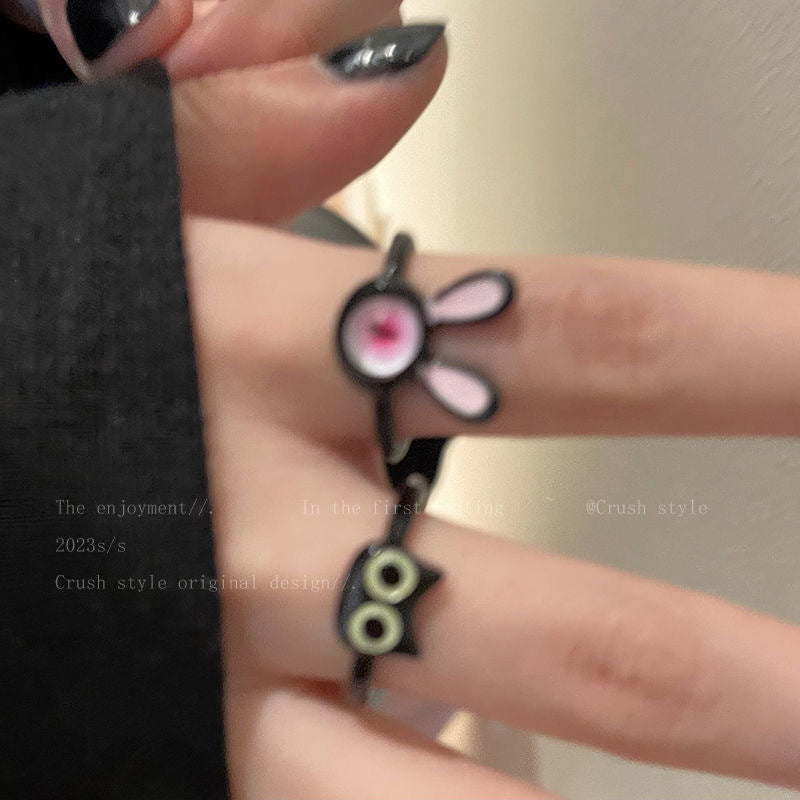 Wholesale Funny Black Cat Open Ring