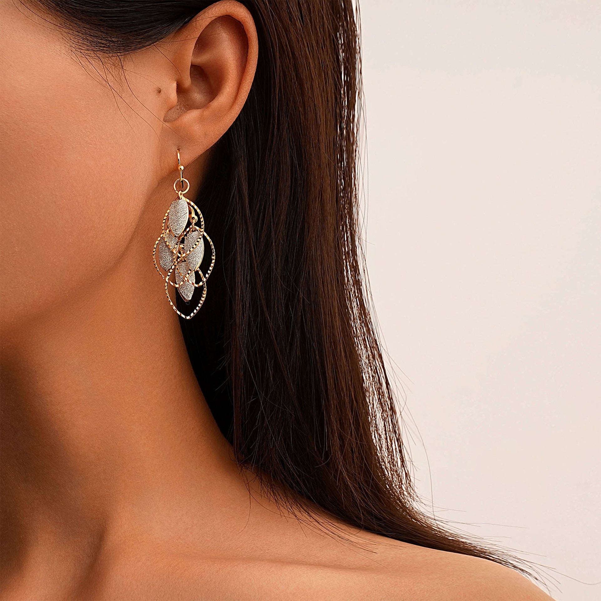 Wholesale personalized earrings light luxury frosted patch leaf earrings