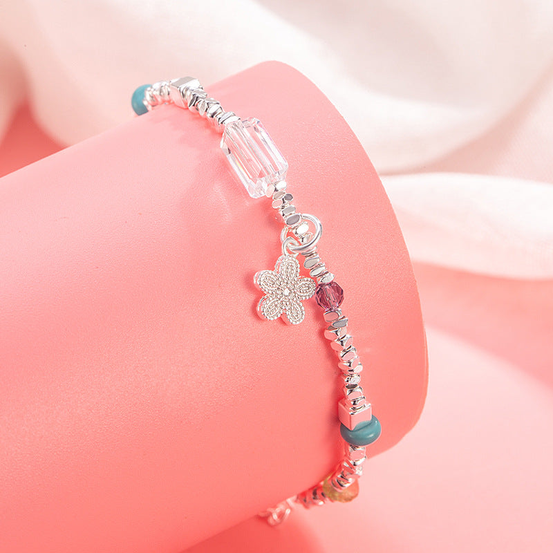 Wholesale Colorful crystal and silver flower bracelet