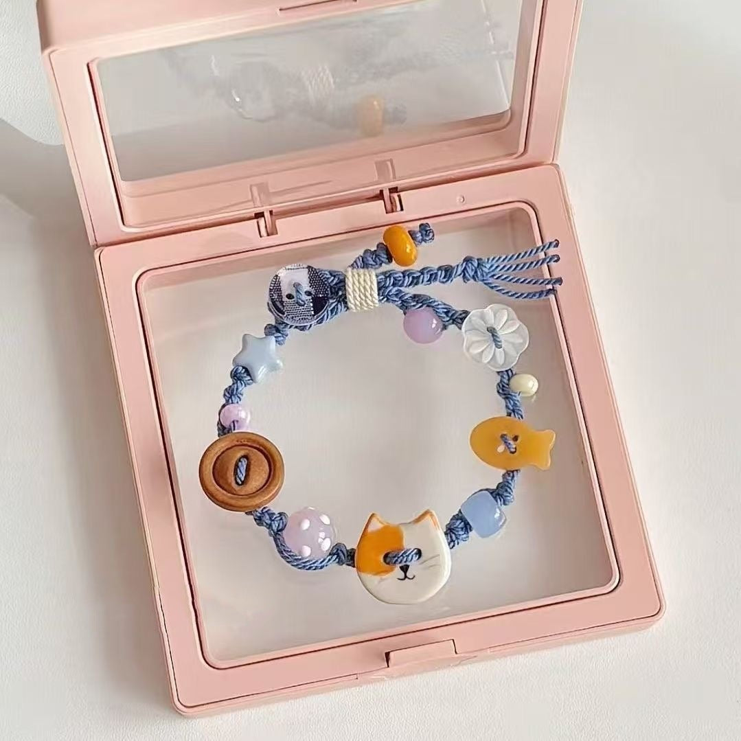 Wholesale Cute Children's Fun Orange Cat Woven Bracelet