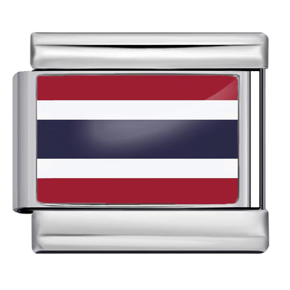 Wholesale 5pcs Italian Charm Bracelet 9mm DIY Splicing World Flag Series Stainless Steel Composable Bracelet