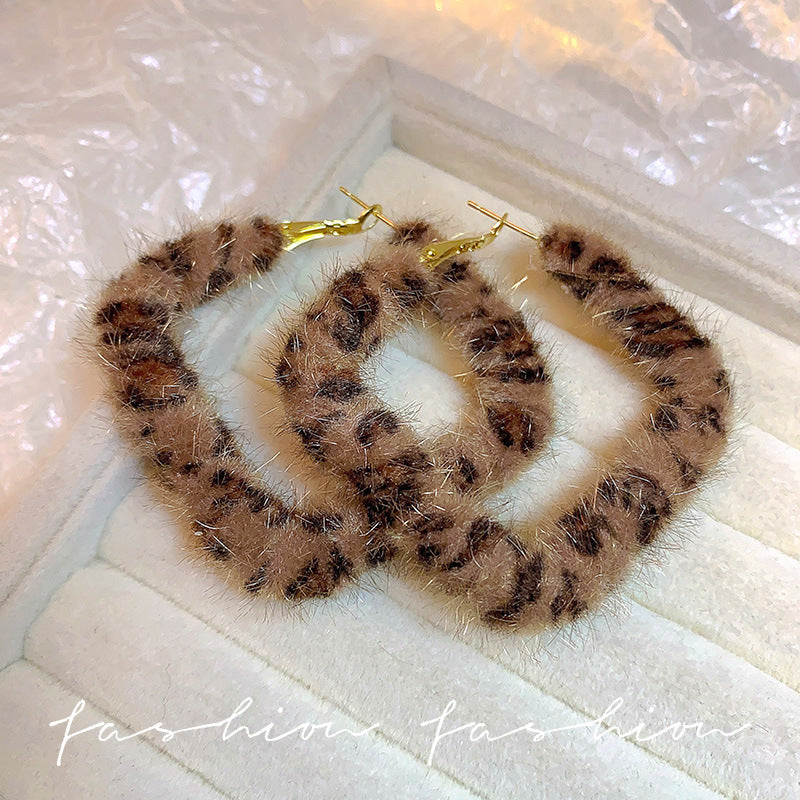 Wholesale 925 silver needle flocking plush earrings literary exaggerated earrings