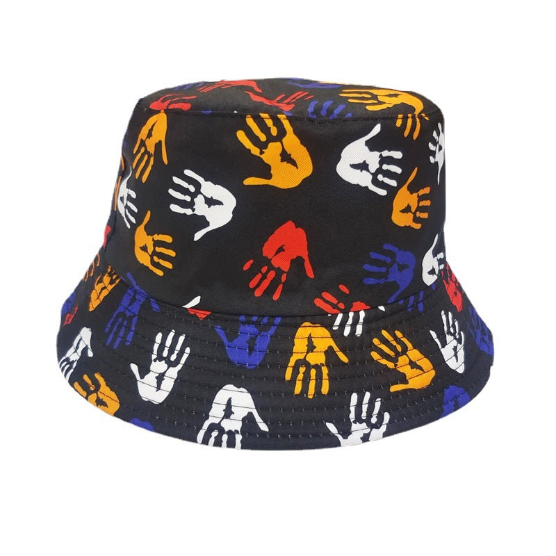 Wholesale  double-sided basin hat colorful printed Palm printed fisherman hat