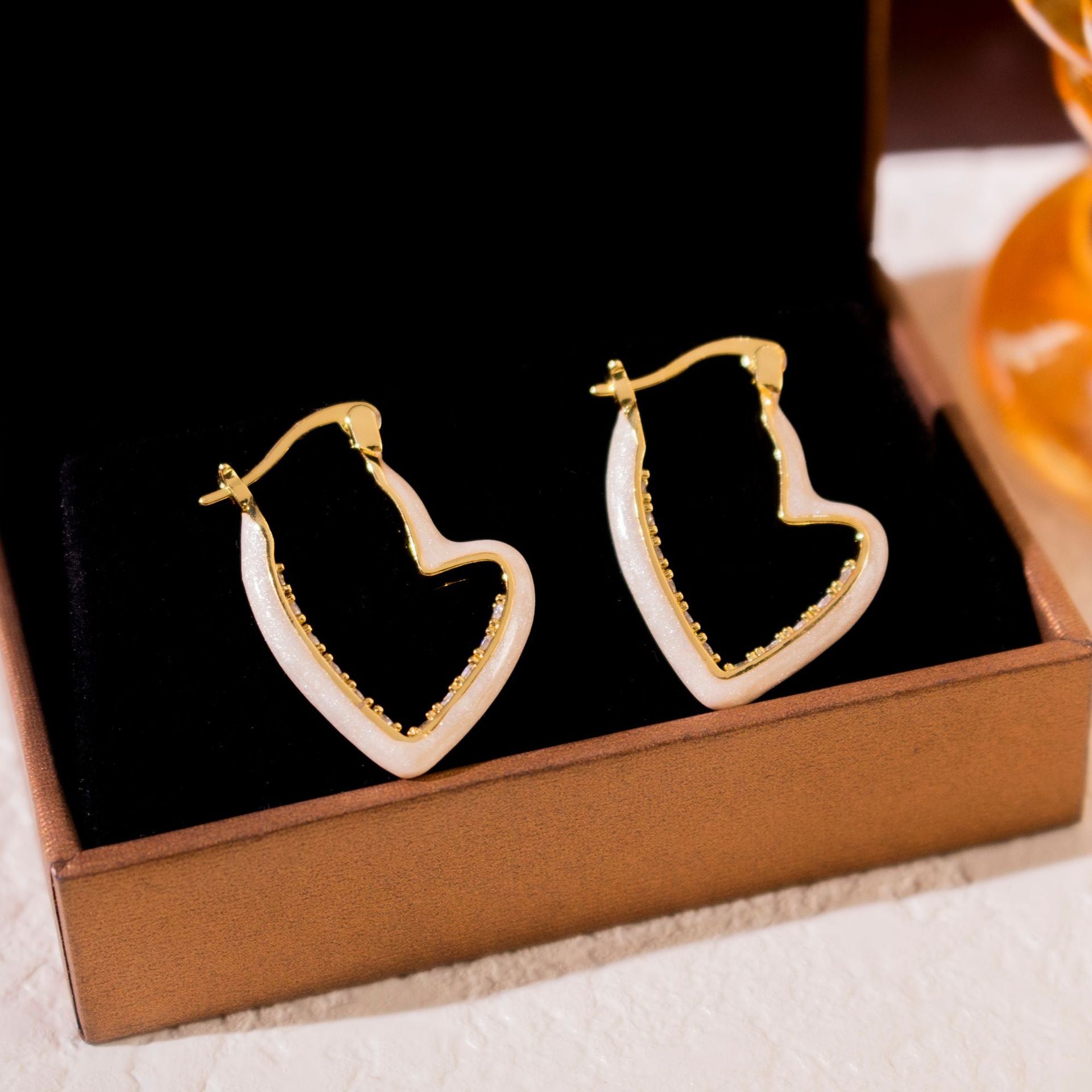 Wholesale White Glaze Love Ear Buckle  Earrings