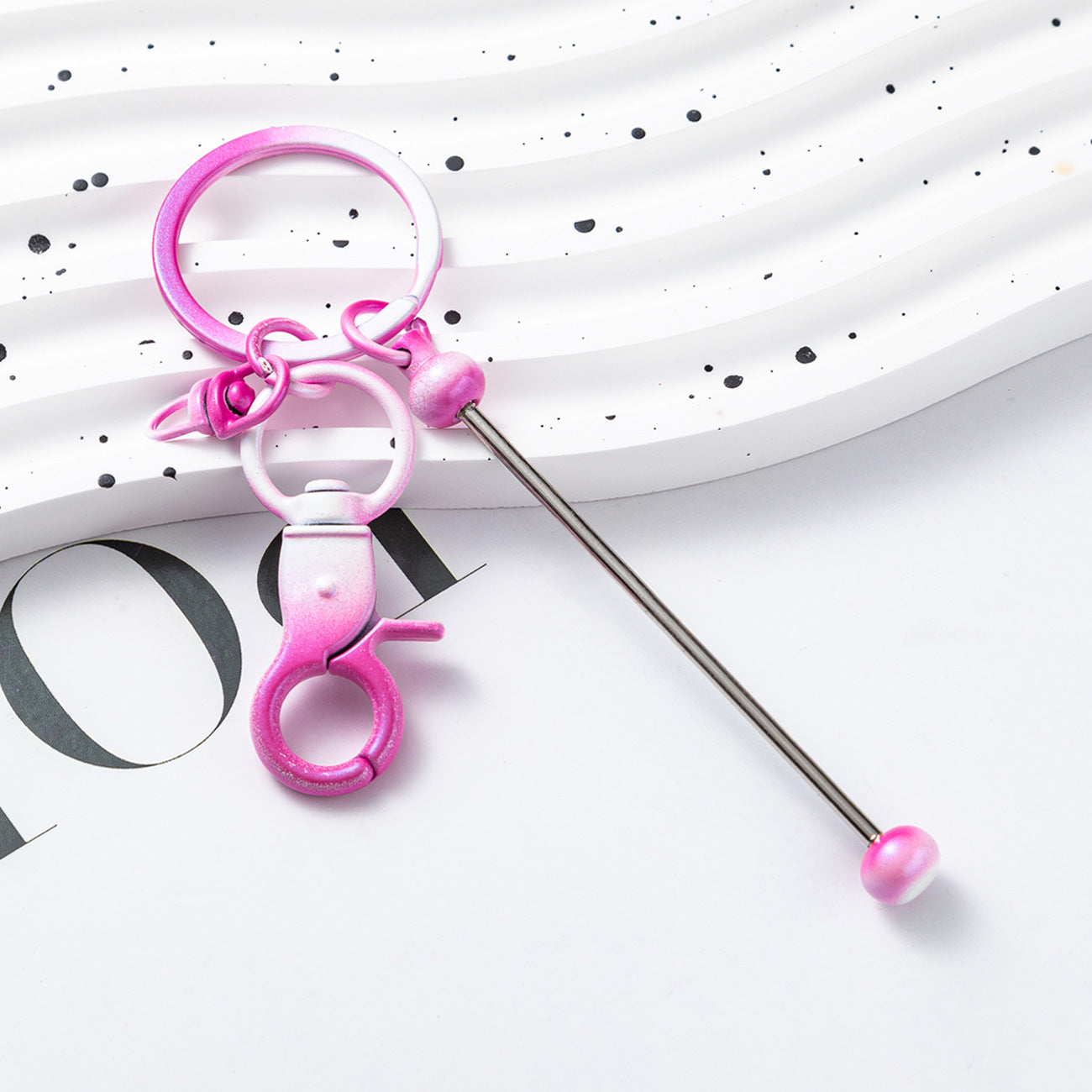 Wholesale Beadable Keychains Gradient Color DIY Beaded Keychains ACC-KC-HuaH009