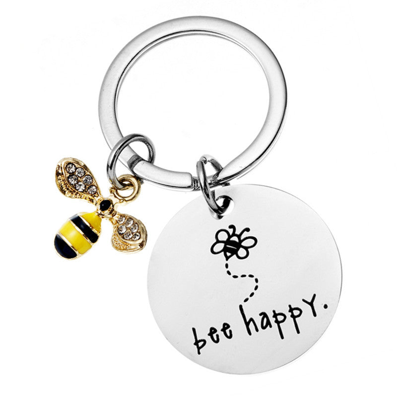 Wholesale Titanium Steel Keychain Cartoon Little Bee Creative Keychain Cute Pendant ACC-KC-Chenz013