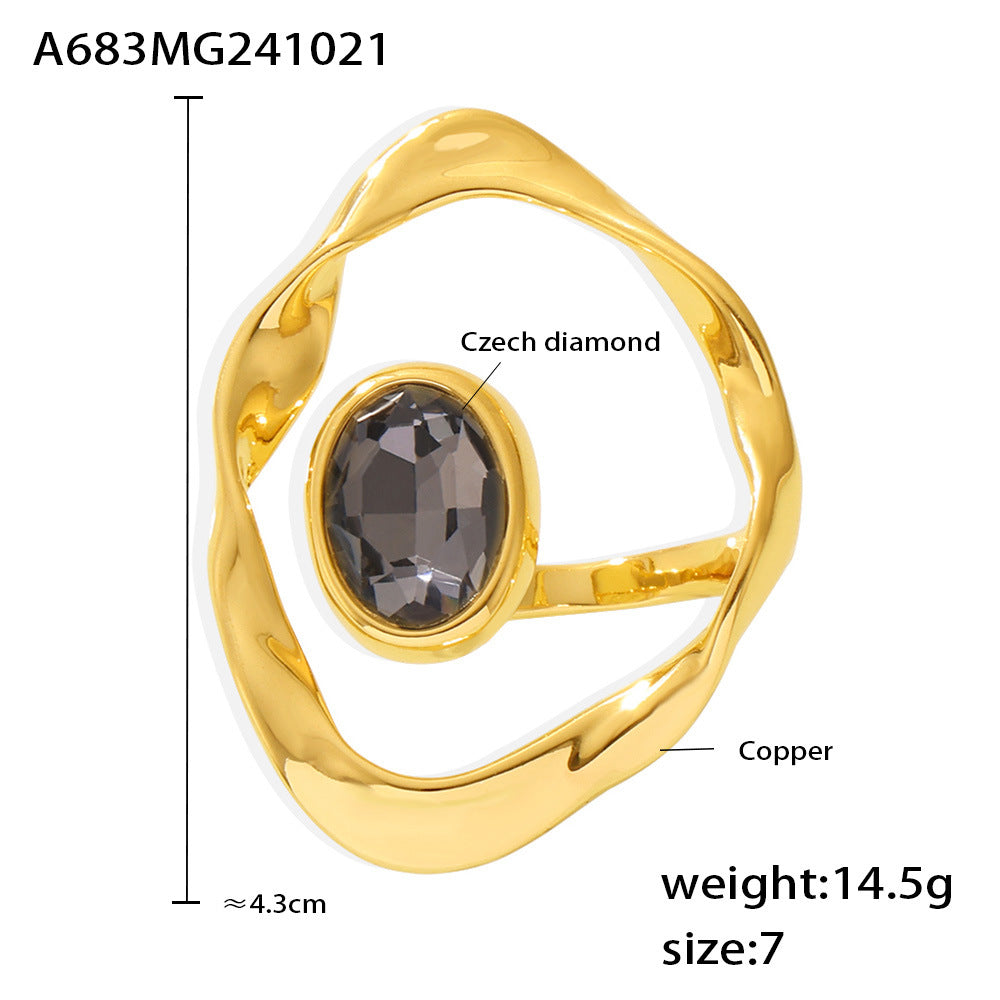 Wholesale big diamond shaped big round exaggerated ring