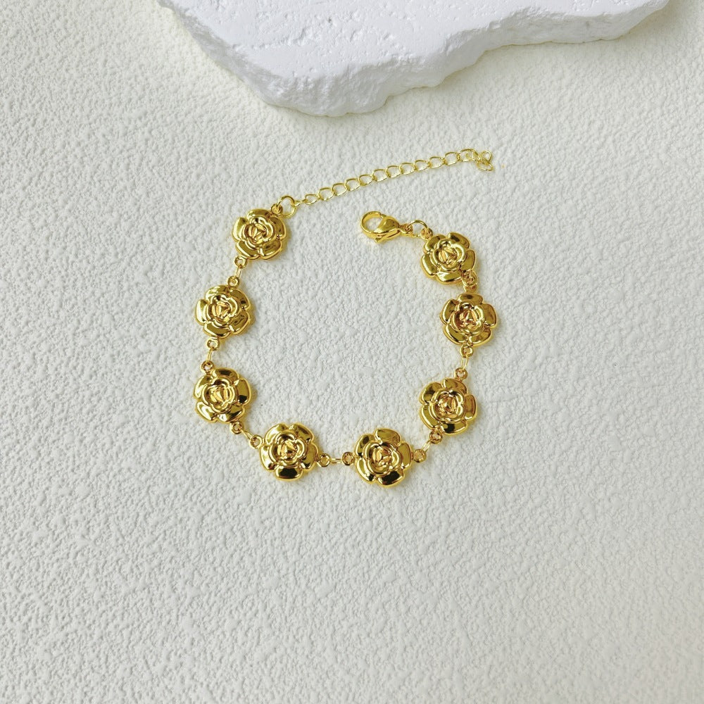 Wholesale Stainless Steel Three-dimensional Hollow Love Bracelet Necklace suit