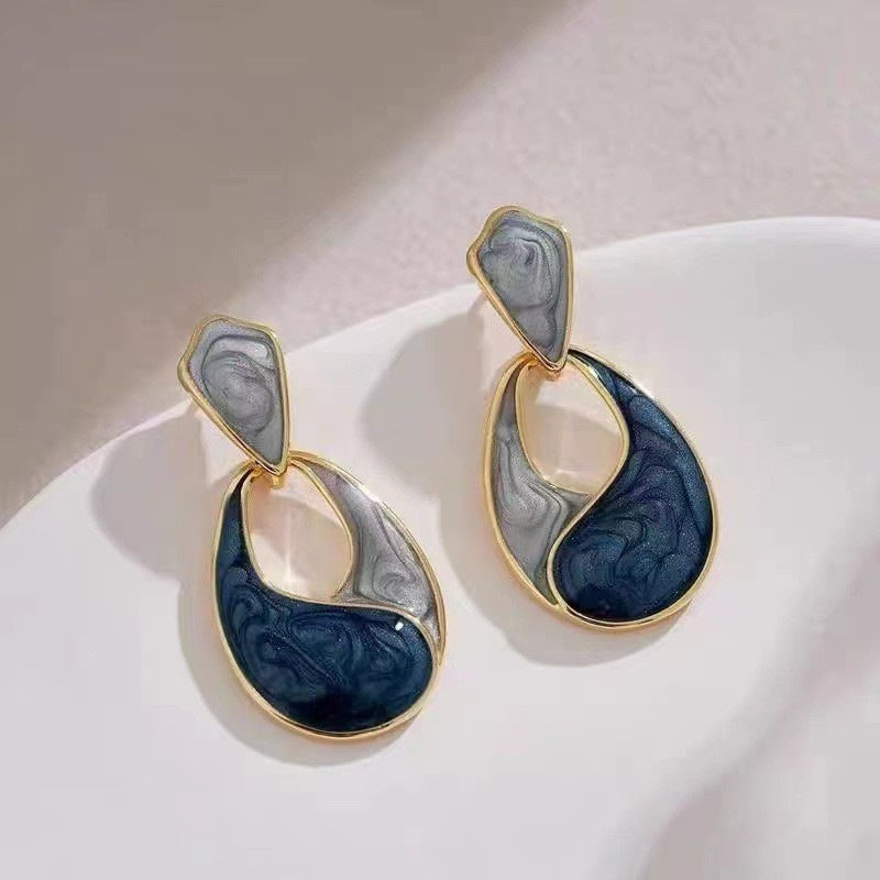 Wholesale French Retro Drop Earrings Enamel Drip Oil Geometric Design Trendy Jewelry For Everyday Wear And Gifting