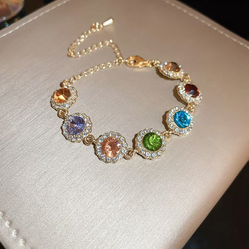 Wholesale Colorful Round Zircon Light Alloy Bracelet Luxury Bracelet ACC-BT-LingQi001