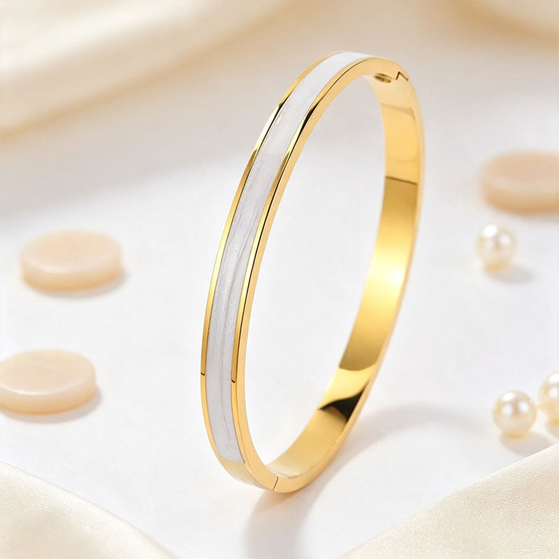 Wholesale Pink Enamel Drip Titanium Steel Bracelet Gold Tone Fashion Accessory Gift