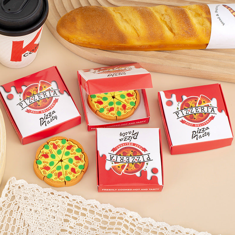 Wholesale Creative simulation boxed pizza Eraser