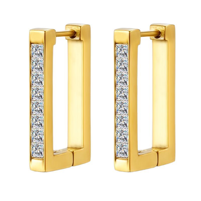 Wholesale Titanium Steel Square diamond earrings