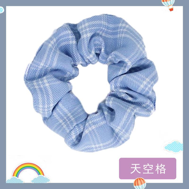 Wholesale Blue Plaid Hair Rope Floral Polka Dot Hair Ring Hair Scrunchies ACC-HS-Weim003