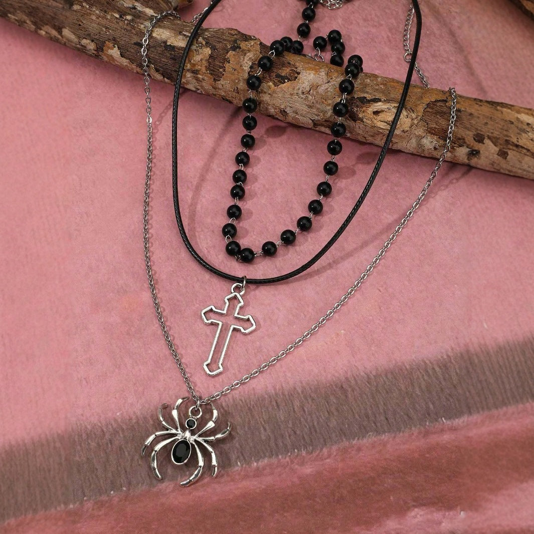 Wholesale Retro Dark Spider Necklace Gothic 3-piece Alloy Pendant Necklaces