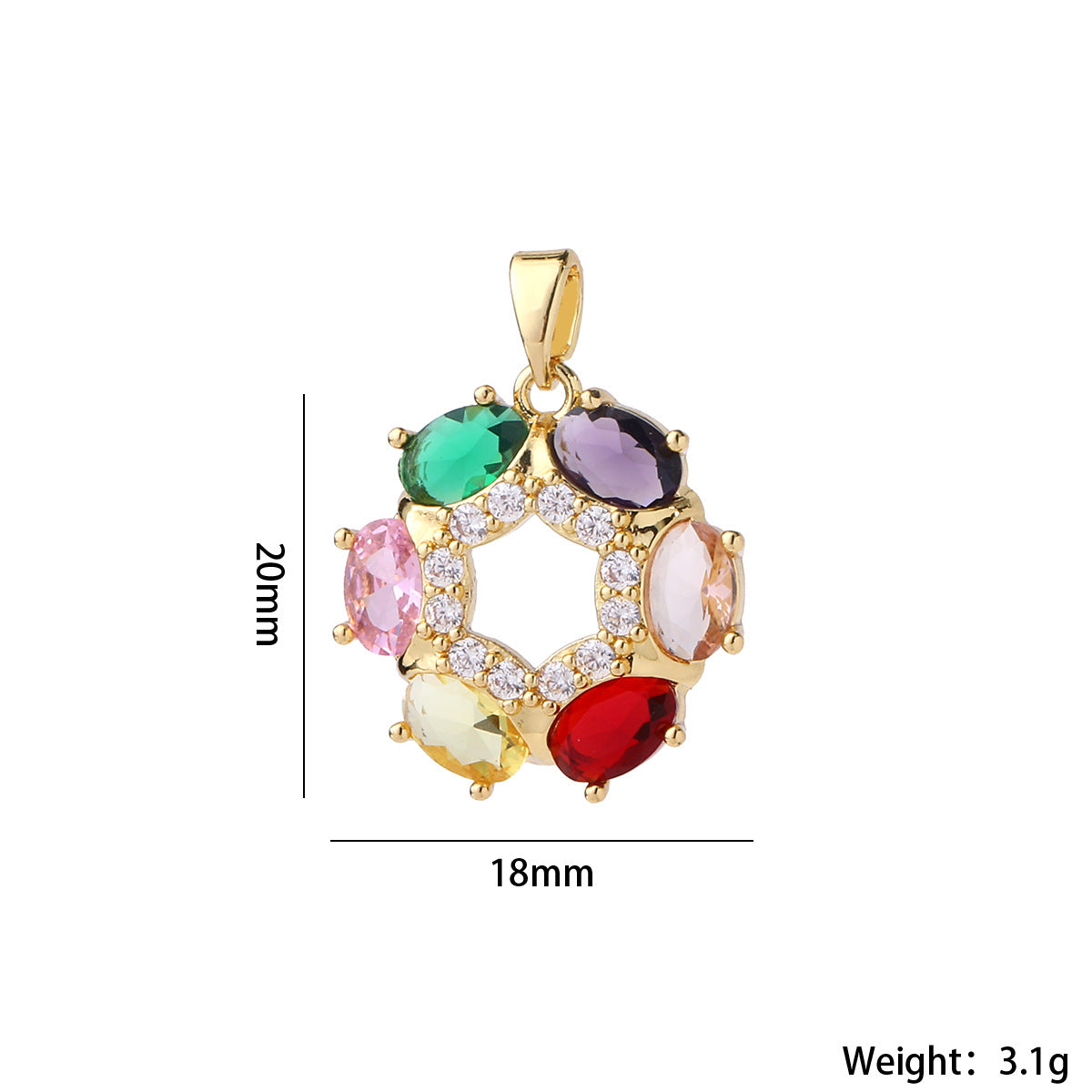 Wholesale Gold Plated Brass Zircon Pendant Snowflake Necklace Charm Elegant Round DIY Jewelry Accessory For Women Casual Boutique Resale