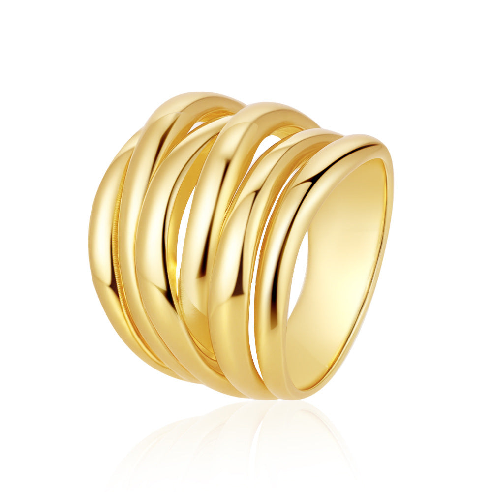 Wholesale Women' s Gold Plated Stainless Steel Cube Ring,  Trendy Boutique Resale Jewelry
