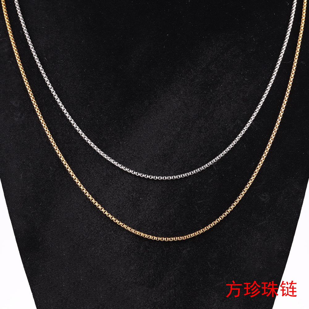 Wholesale of 10PCS Stainless Steel Chain Square Pearl Chain ACC-NE-Zhirui002
