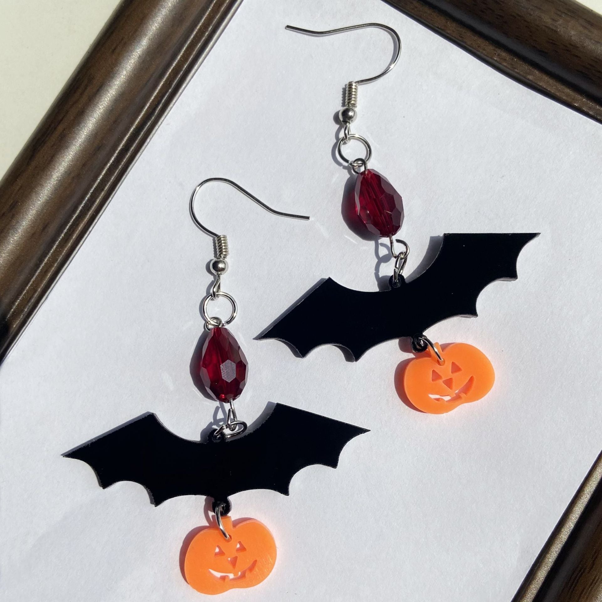 Wholesale Gothic  Acrylic Earrings - Handmade Bat  Pumpkin Skull Design,  Party Wear Fashion Accessory