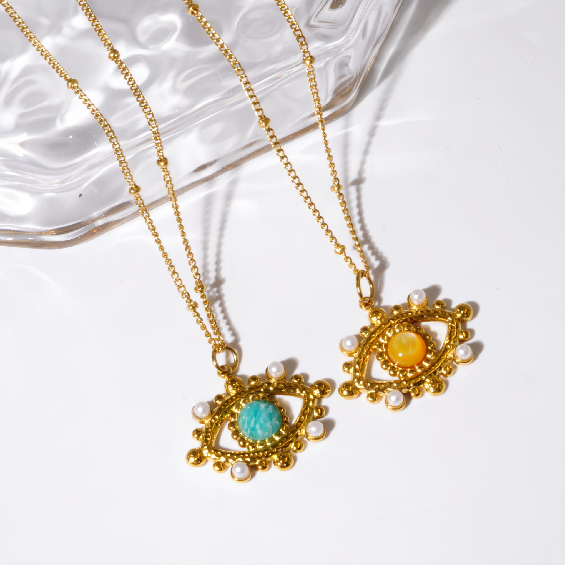 Wholesale Natural Stone Shell Layered Necklace - Hand Beaded Stainless Steel Gold Plated Jewelry Accessory for Everyday Fashion