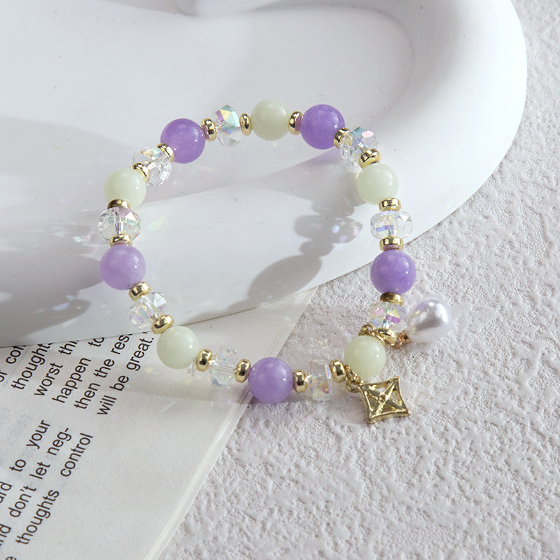Wholesale Natural Crystal Pearl Sky-pointed Star Sunflower  Bracelet