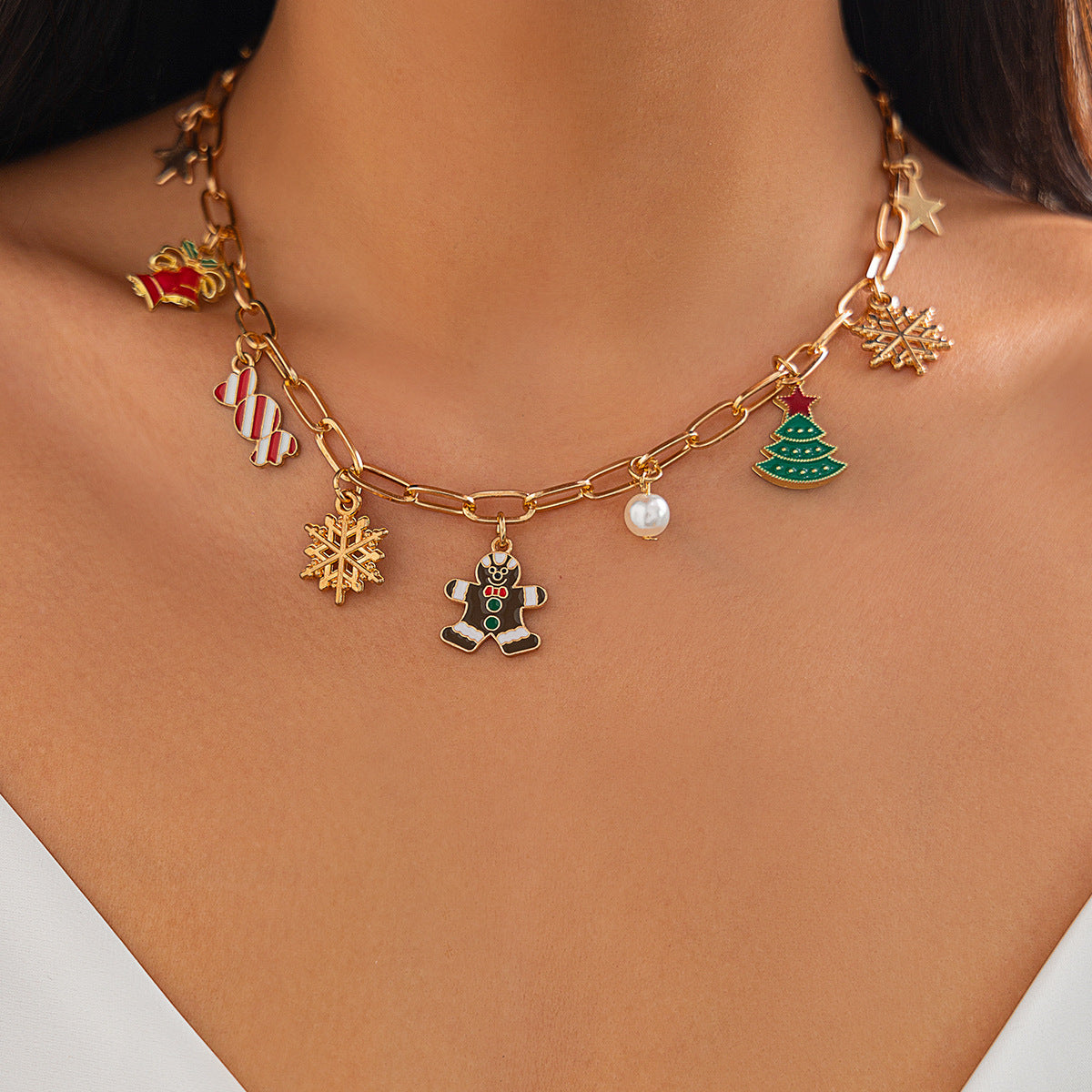 Wholesale  Christmas  Bell Christmas Tree Necklace