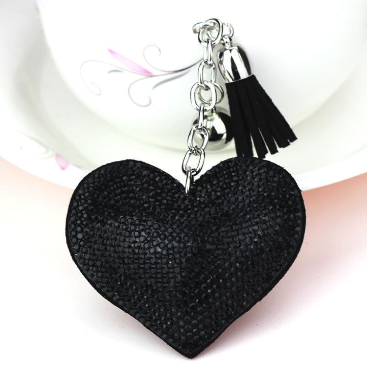 Wholesale 12pcs Heart Shape Hot Diamond Leather Keychain ACC-KC-DC001