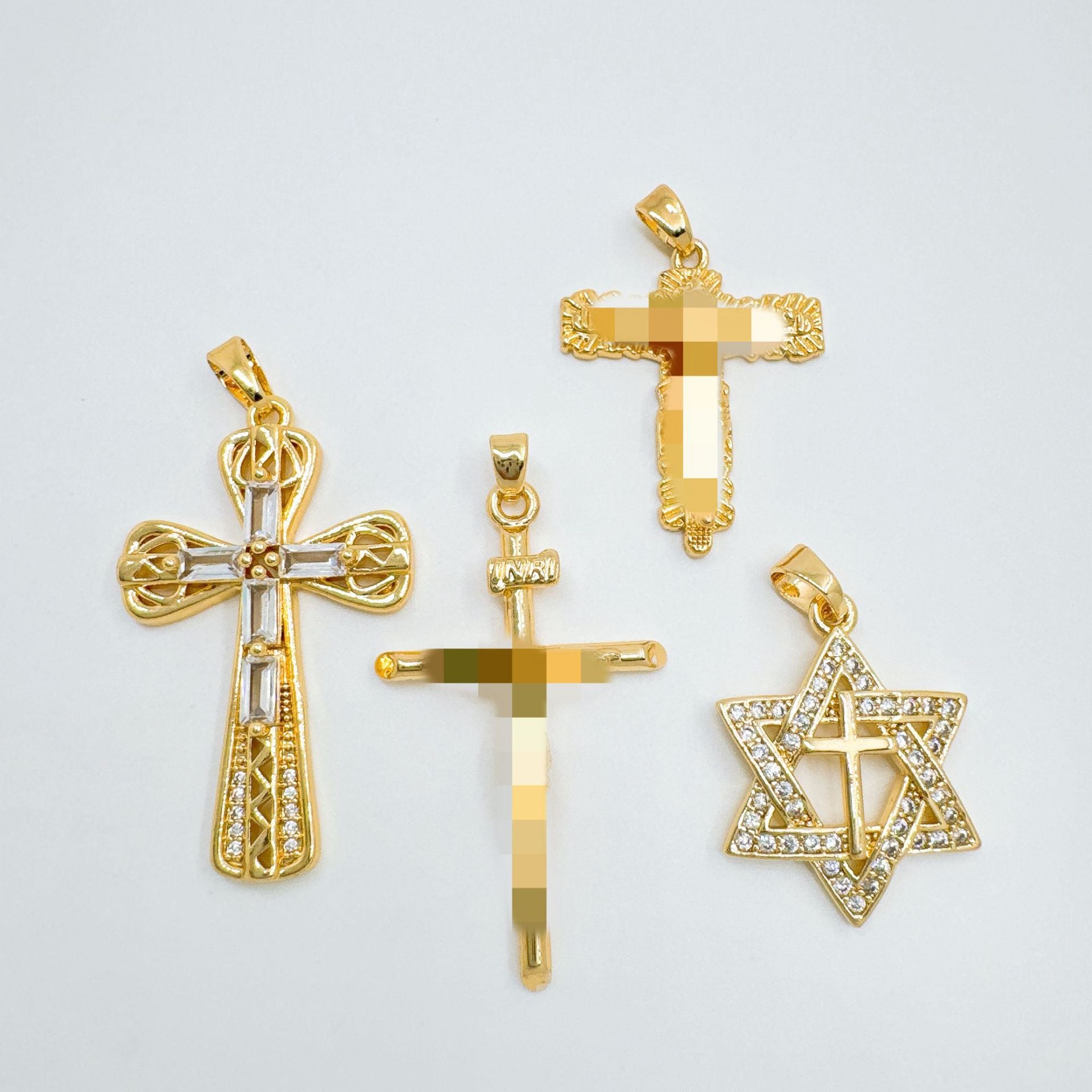 Wholesale Trendy Cross Pendant Necklace Gold Plated Copper Jewelry Accessory Gift