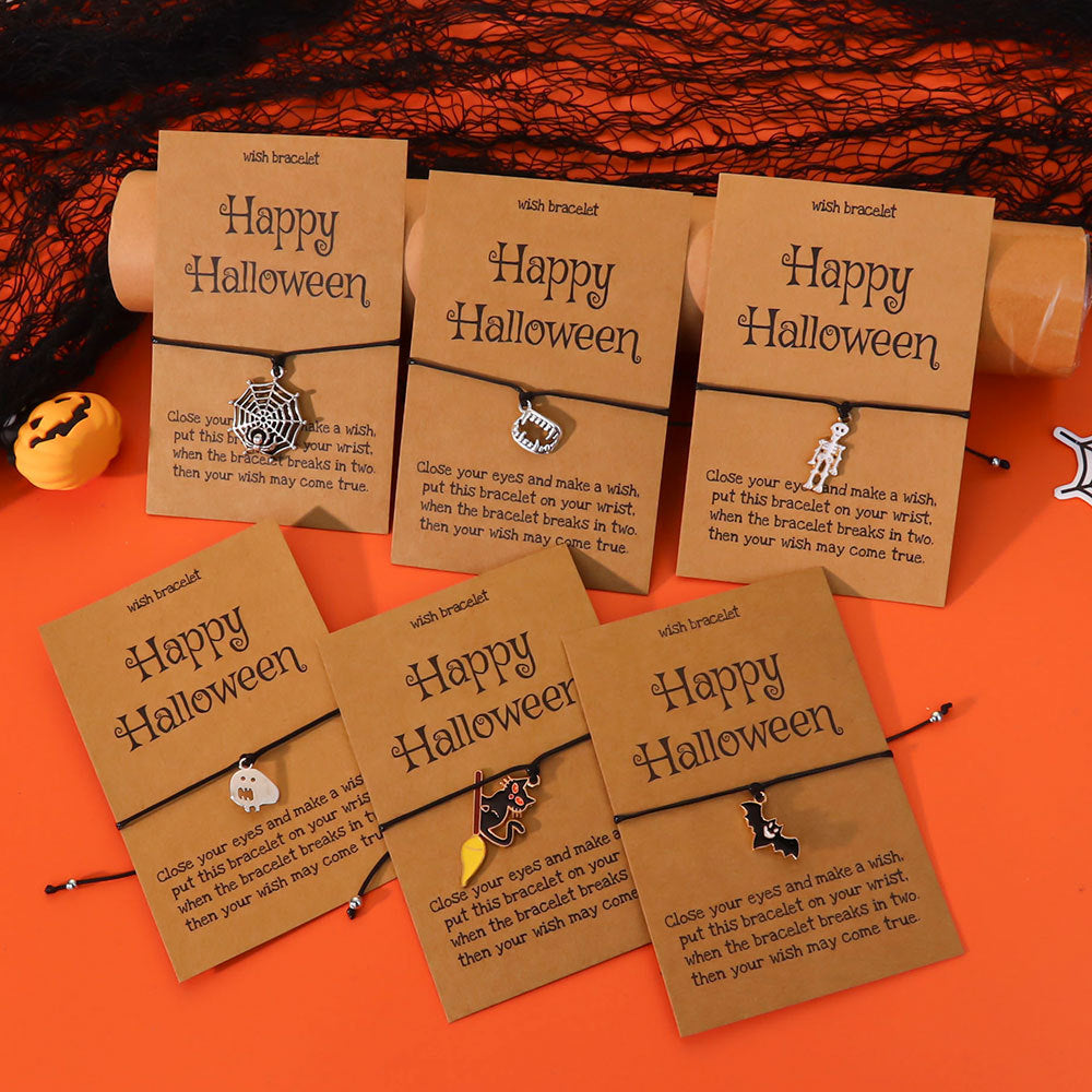 Wholesale  Pumpkin Ghost Bat Drop Oil Bracelet
