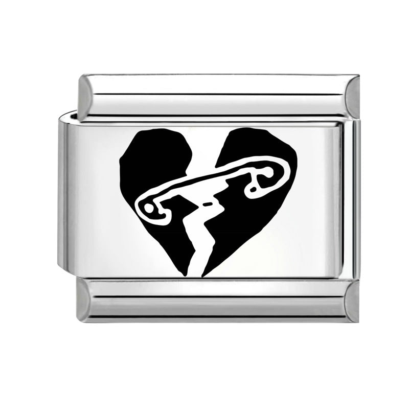 Wholesale 9mm Italian Charm Starter Bracelets DIY Black and white  Creative Stainless Steel Composable Bracelet