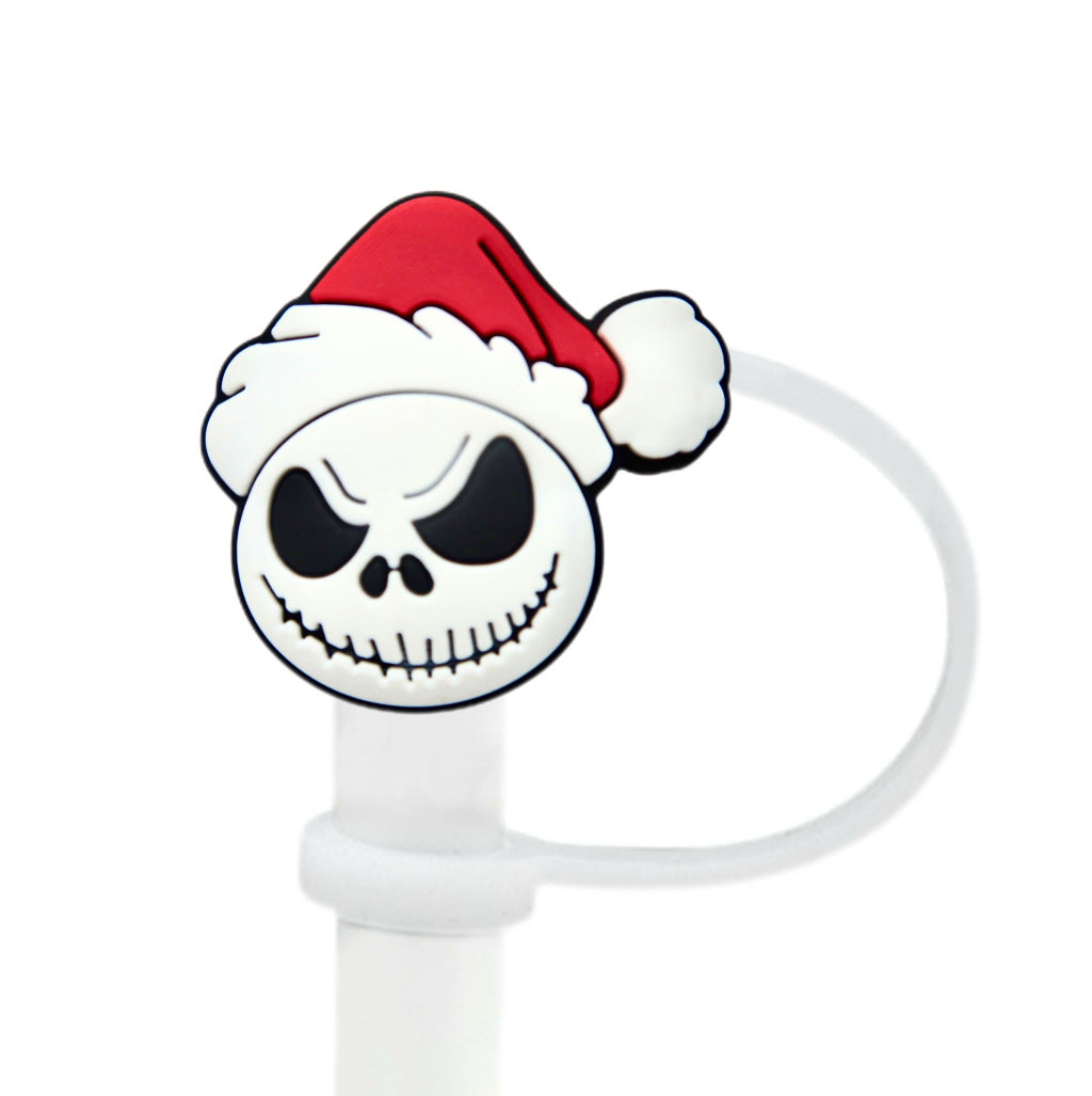 Wholesale 10pcs Christmas themed cartoons 8/ 10mm Straw Cover Straw Tube Cap