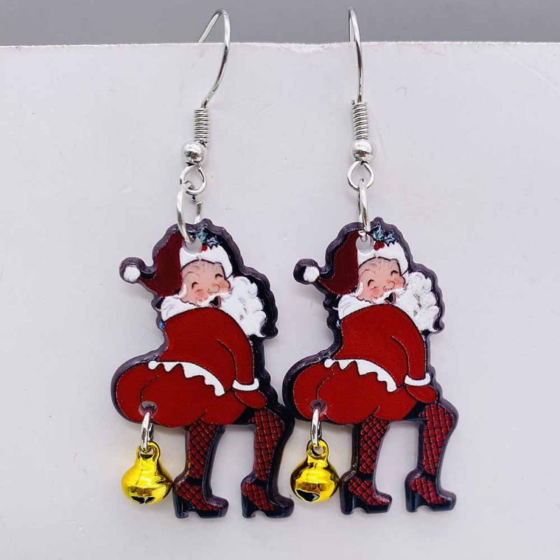 Wholesale Christmas  Santa bell acrylic earrings