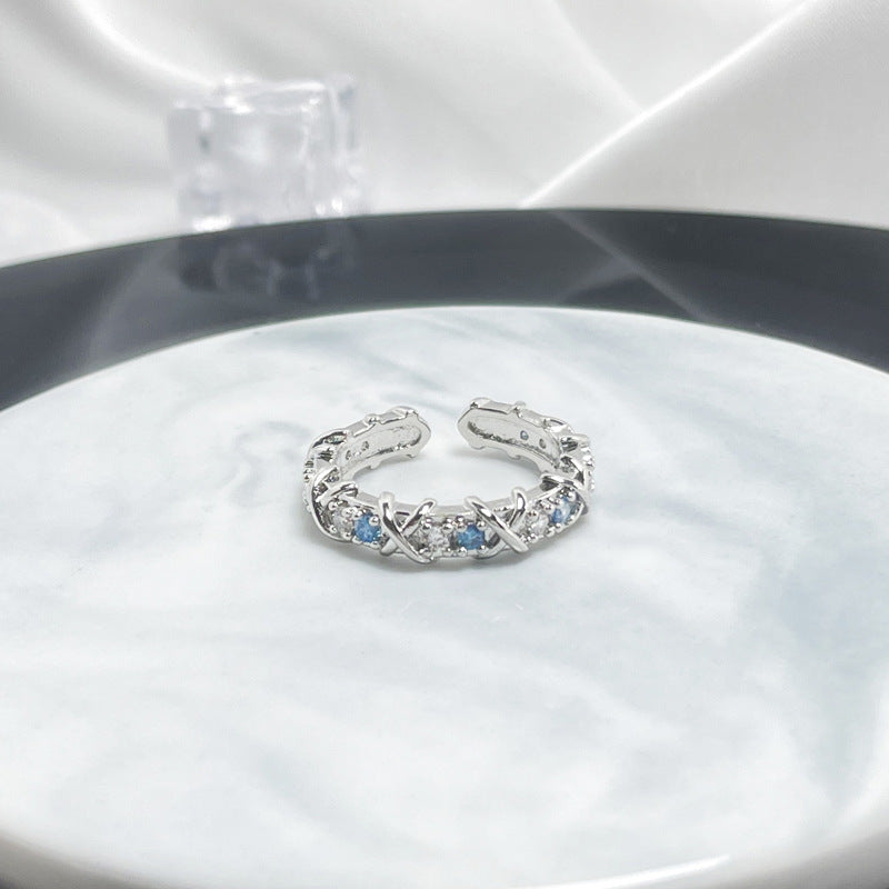 Wholesale light luxury cross multi-color zircon design ring