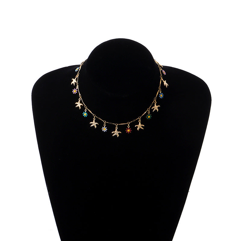 Wholesale Bohemian Starfish Flower  Necklace