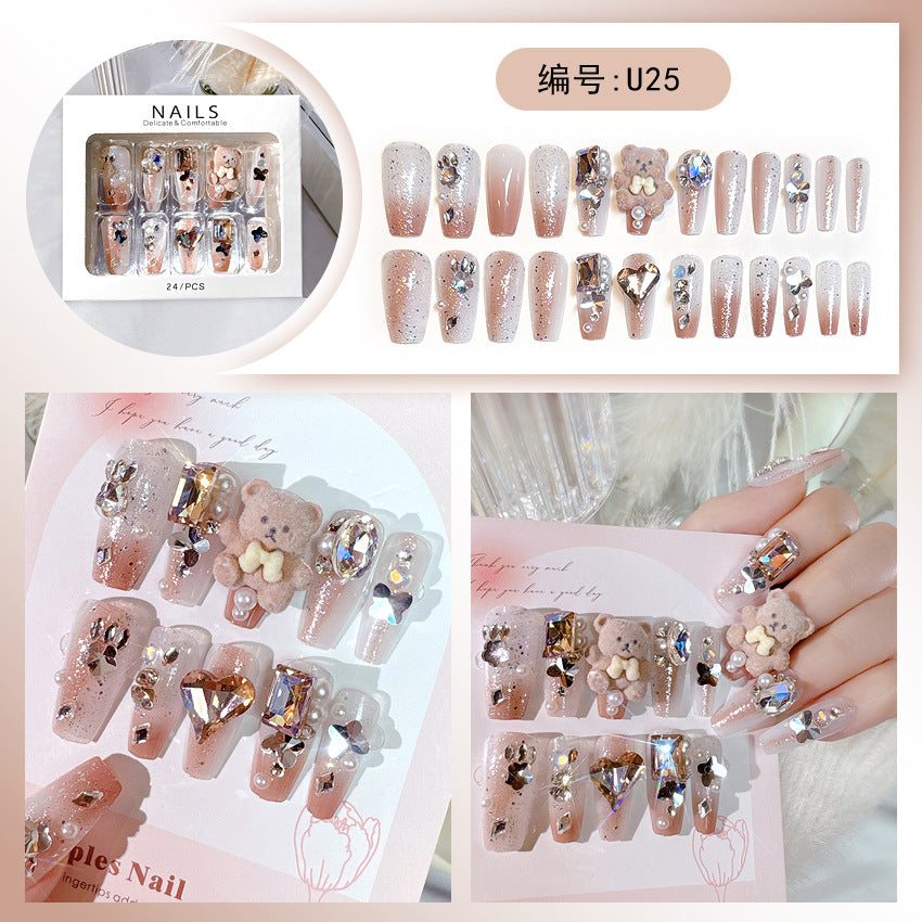 Wholesale 24 Pieces/box Large Diamond Nail Patches Press-on Nails Kits Nail Stickers ACC-NS-DiNa004