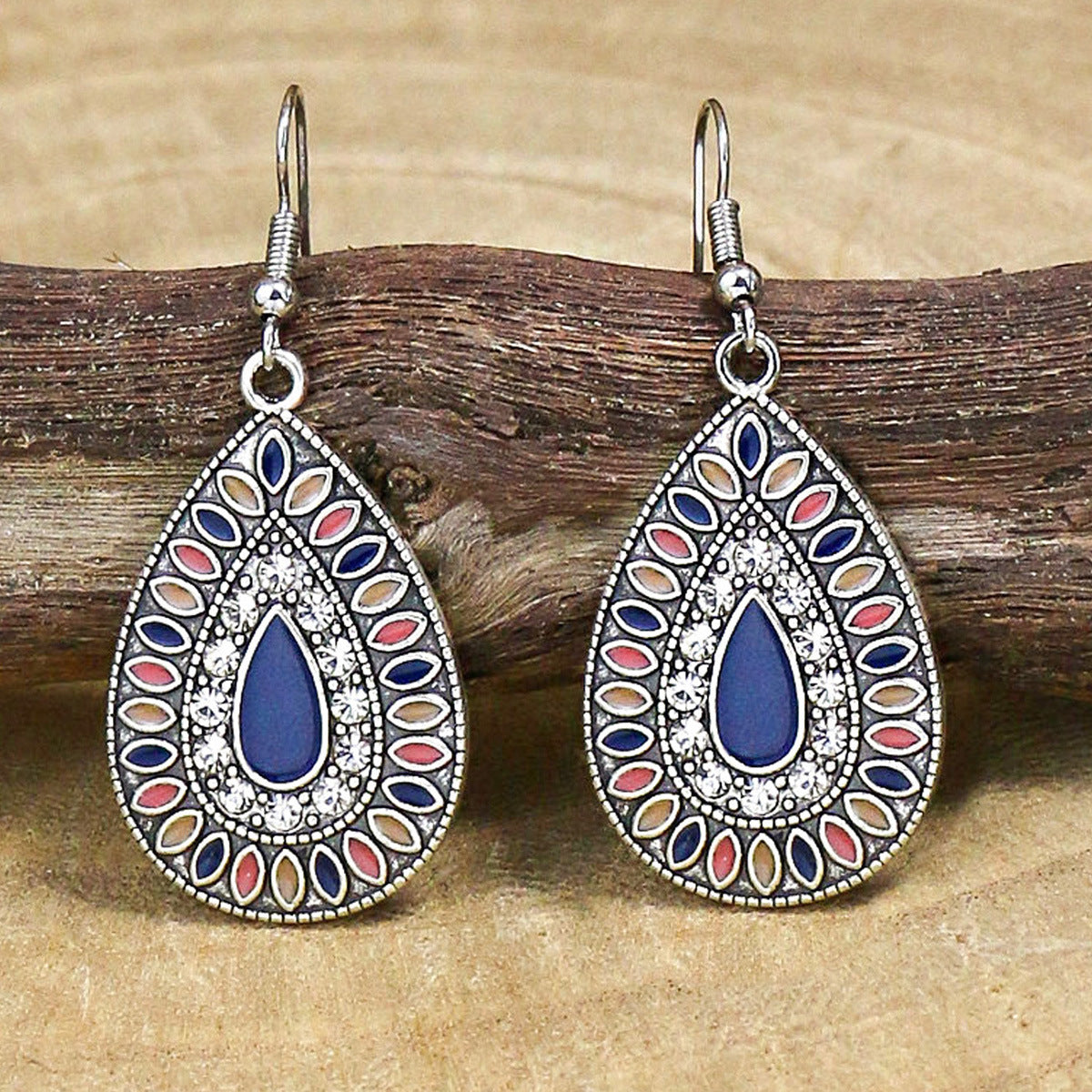 Wholesale Bohemian Retro Colorful Drop Earrings Alloy Electroplated Fashion Accessory