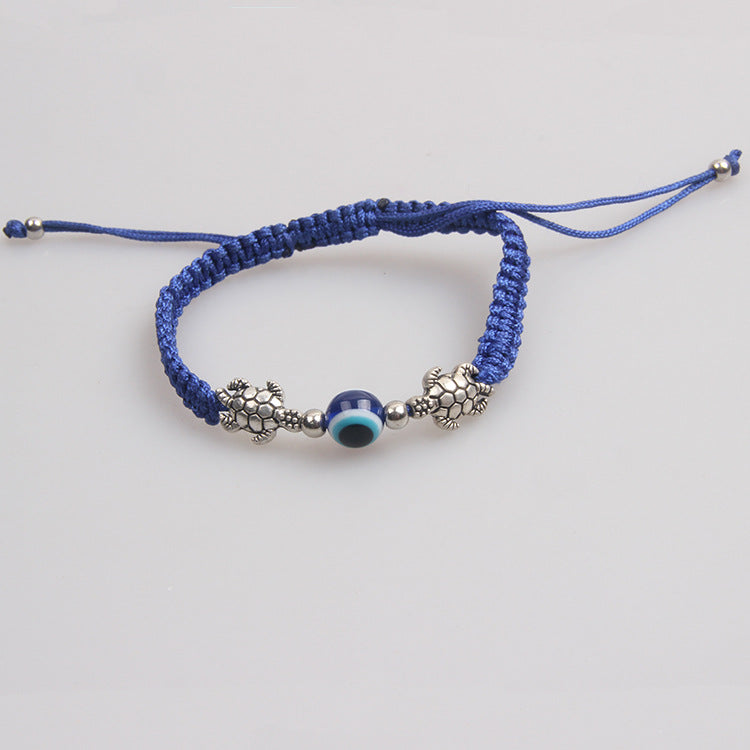 Wholesale Turtle Elephant 9 Round Beads Blue Eyes Red Rope Woven Adjustable Bracelet