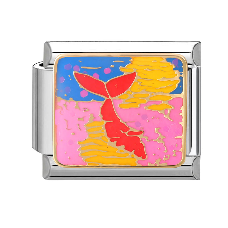 Wholesale 9mm Italian Charm Starter Bracelets DIY square Single Section Creative Stainless Steel Composable Bracelet