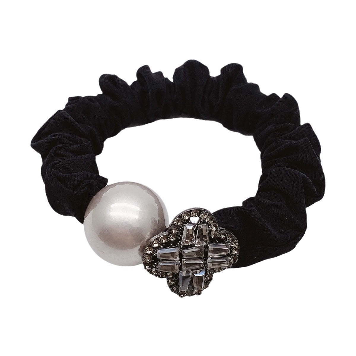 Wholesale Elegant Black Pearl Hair Ties Hair Scrunchies