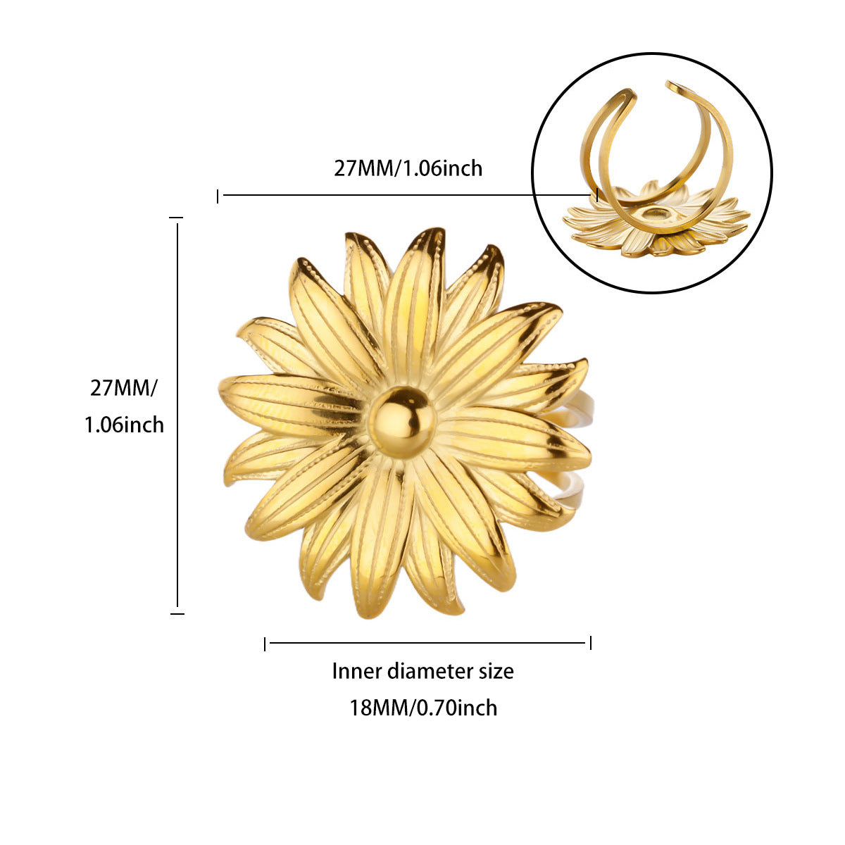 Wholesale Gold-plated stainless steel ring with turquoise and cubic zirconia