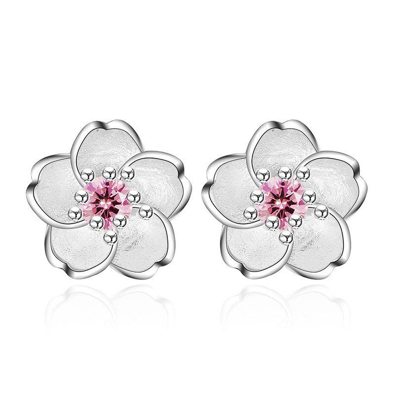 Wholesale Cherry Blossom Flower Stud Earrings Alloy Electroplated Fashion Jewelry Accessory For Women Daily Wear