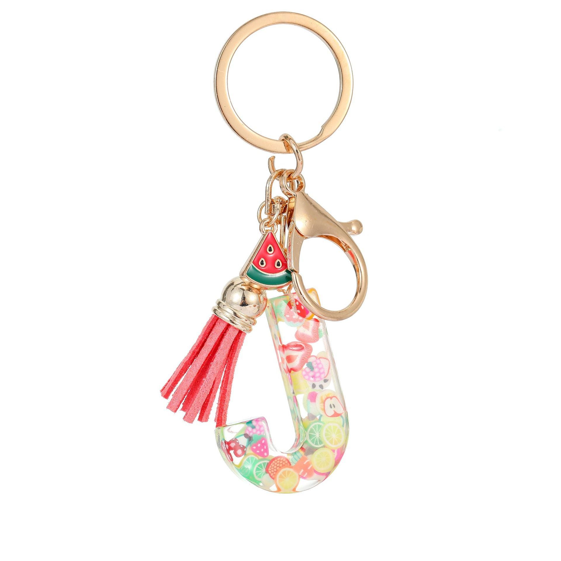 Wholesale Fruit resin letter keychain