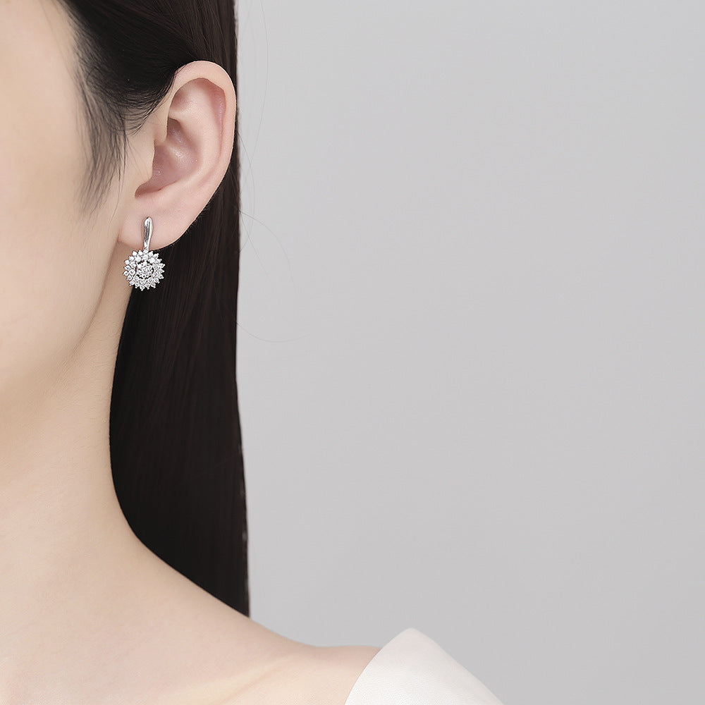 Wholesale  Fashion Flower Full Diamond Ear Buckle  Zircon Earrings