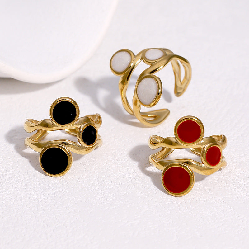 Wholesale Gold Plated Stainless Steel Open Ring Irregular Twisted Design Artistic Jewelry For Women Fashion Accessory Gift