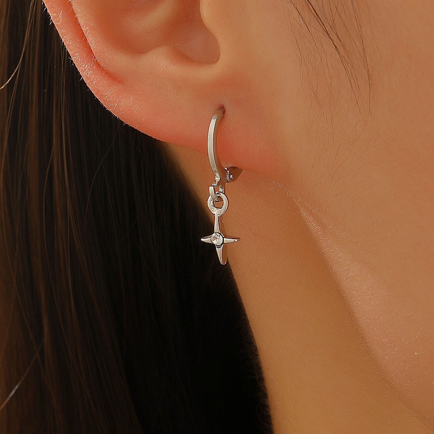Wholesale Zinc Alloy Electroplated White Star Ear Cuff and Earring Set - Trendy Jewelry Accessory