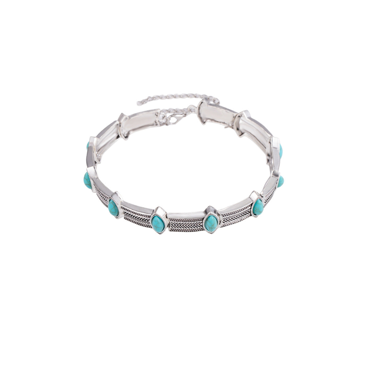 Wholesale Retro Bohemian Turquoise Inlay Alloy Layering Necklace Stylish Women S Fashion Accessory Gift