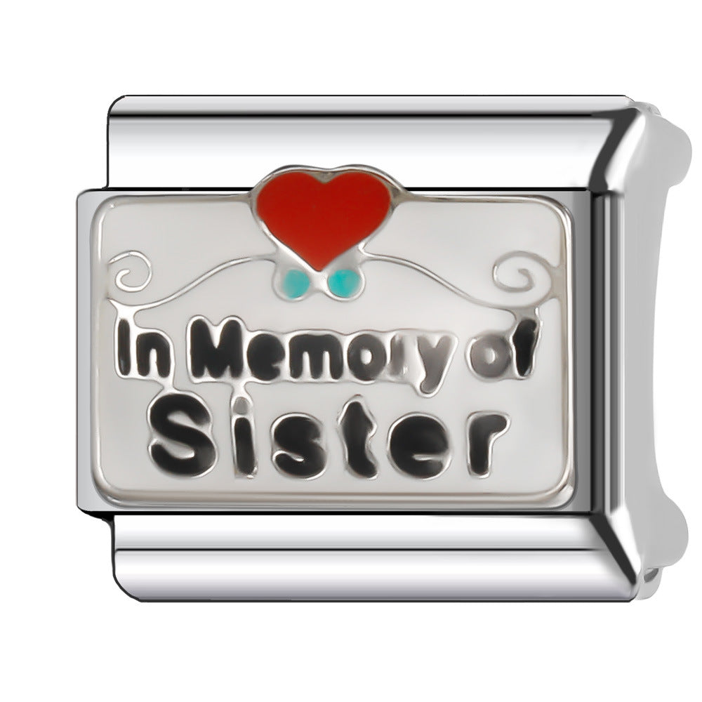 Wholesale Italian Charm Bracelet 9mm DIY Splicing English Series Stainless Steel Composable Bracelet