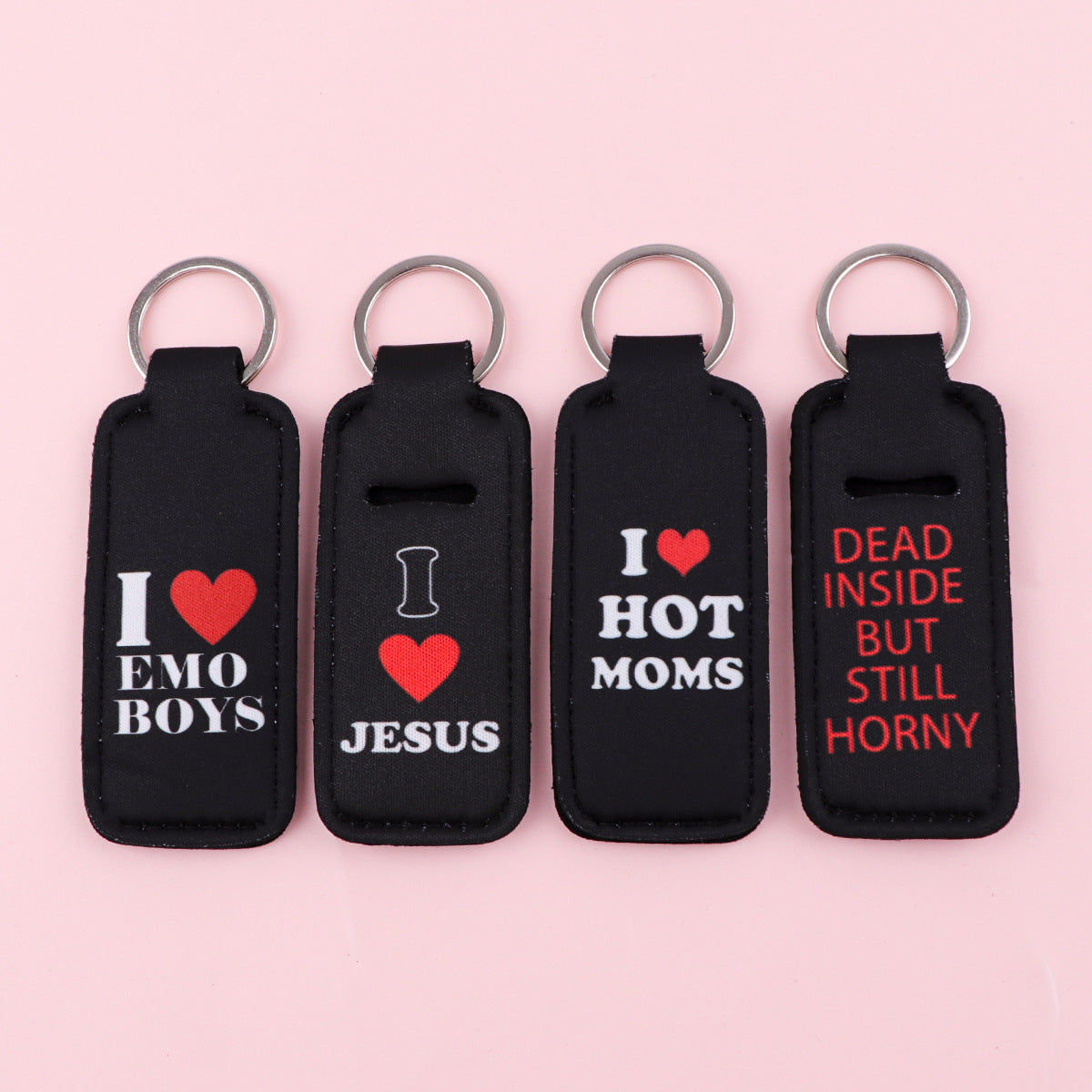 Wholesale 6pcs English Quotations Lipstick Set Keychain