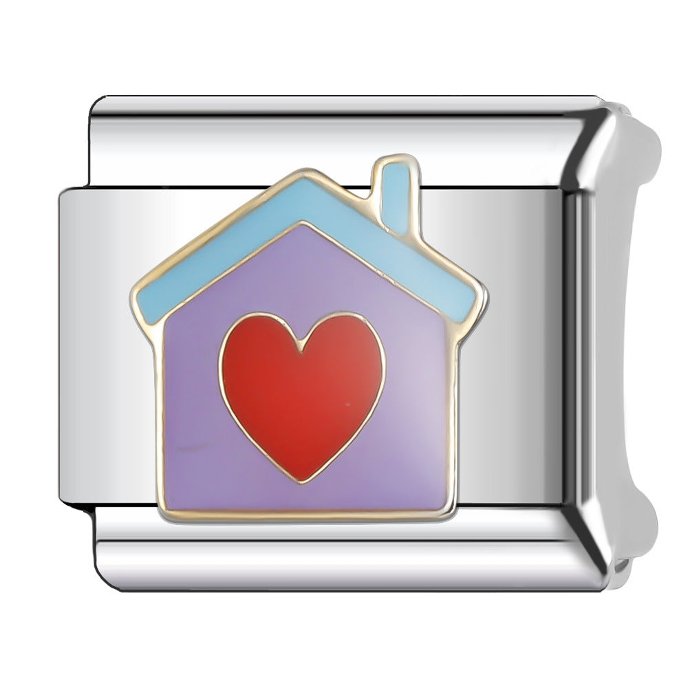 Wholesale Italian Charm Bracelet 9mm DIY Splicing Stainless Steel Wedding Couple Anniversary Cartoon Composable Bracelet