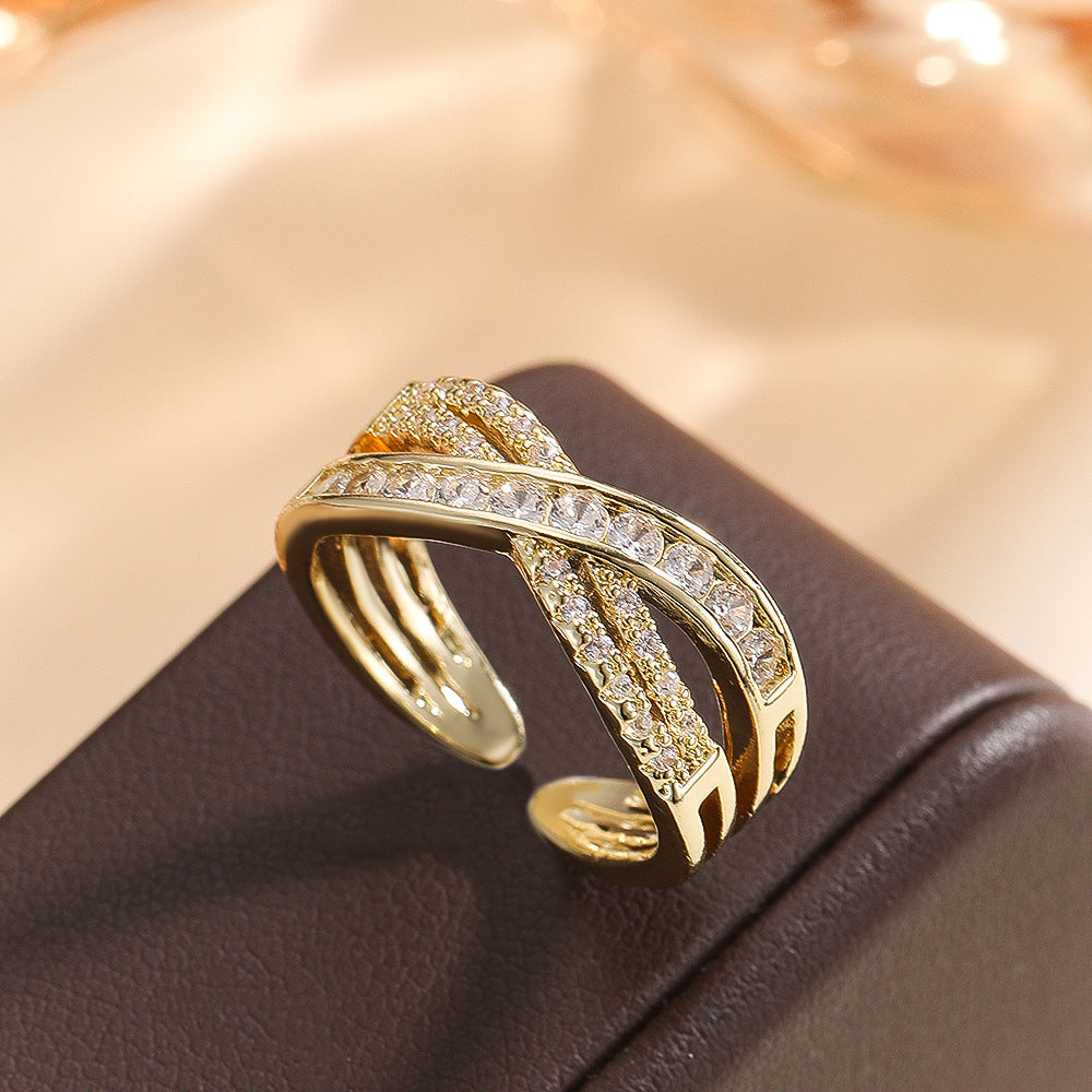 Wholesale Gold Moissanite Ring Adjustable Open Design Chic Women S Jewelry Gift